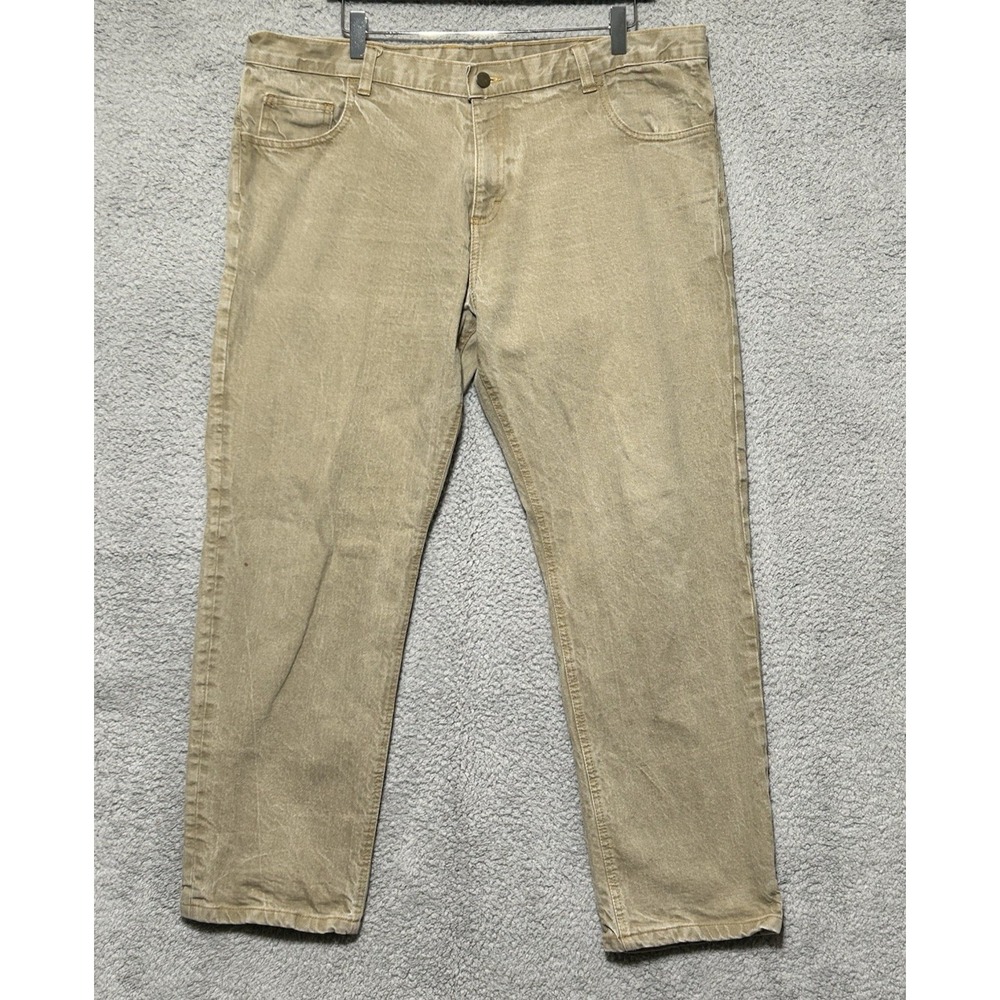 Dearborn Jeans‎ Mens 42x28 Black Straight USA Made Chicago Tan Denim Pants